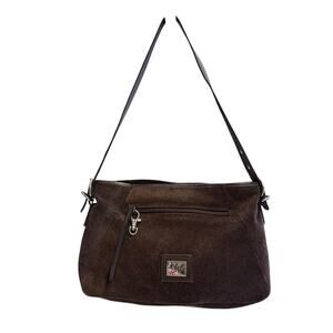 Vintage Sharif Studio‎ Brown Suede Leather Shoulder Bag Whimsigoth 90s Y2K